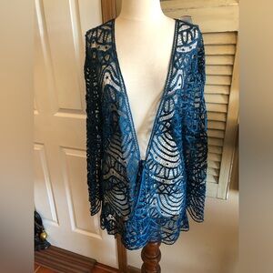 BeautifulTeal Lace Silk Cardigan. NWOT